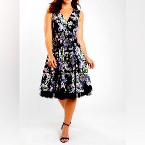 JOE BROWNS Sz 26 Floral Lined Bodice and Skirt w/ Tulle Zipper Closure Dress NEW